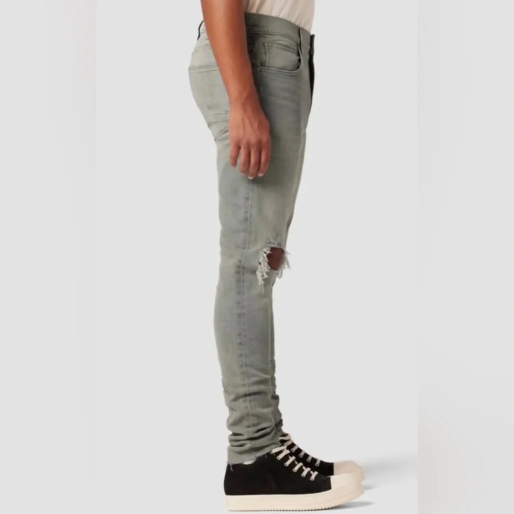👒Hudson Jeans Men's Ripped Light Gray Zack Skinny DK concrete Jeans size 42 NWT